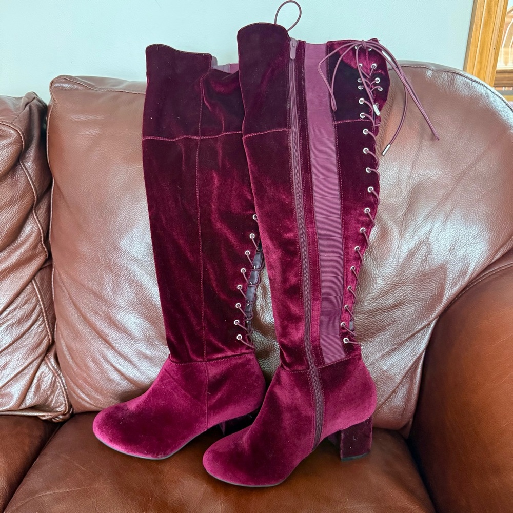 Elegant Burgundy Over-the-Knee Boots